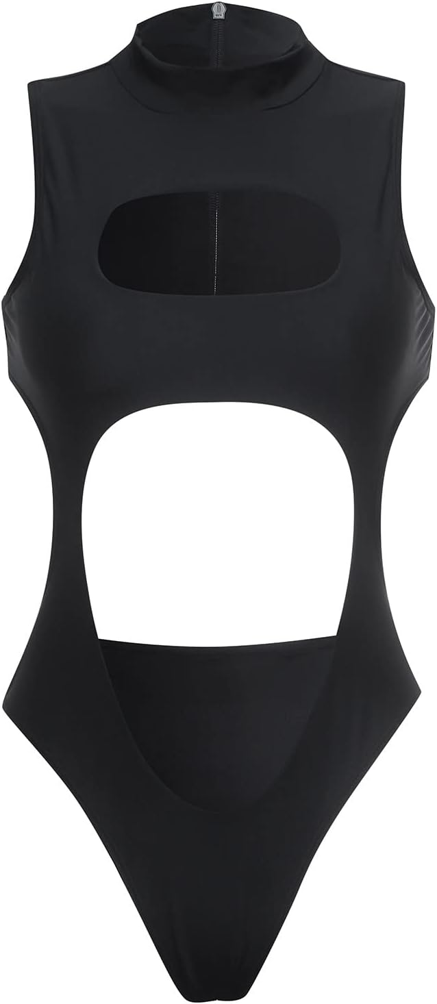 Maiô Cavado Com Recortes Frontais – Gola Alta Estilo Cut-Out