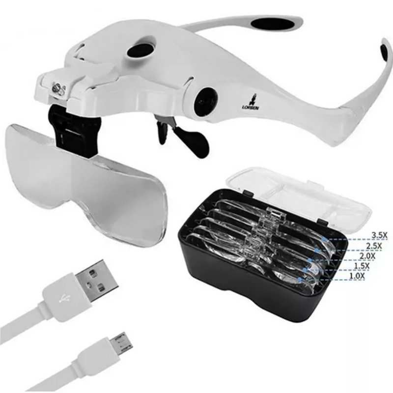 GlowVision: Óculos profissional Multifocais, com lentes de aumento e LED