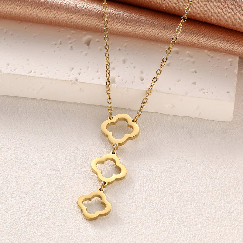 Pulseira Trevo da Sorte – Aço Titânio Banhado a Ouro 18K