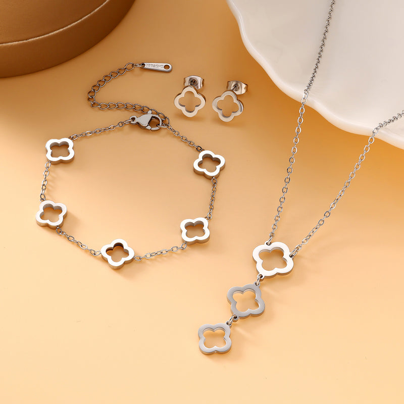 Pulseira Trevo da Sorte – Aço Titânio Banhado a Ouro 18K