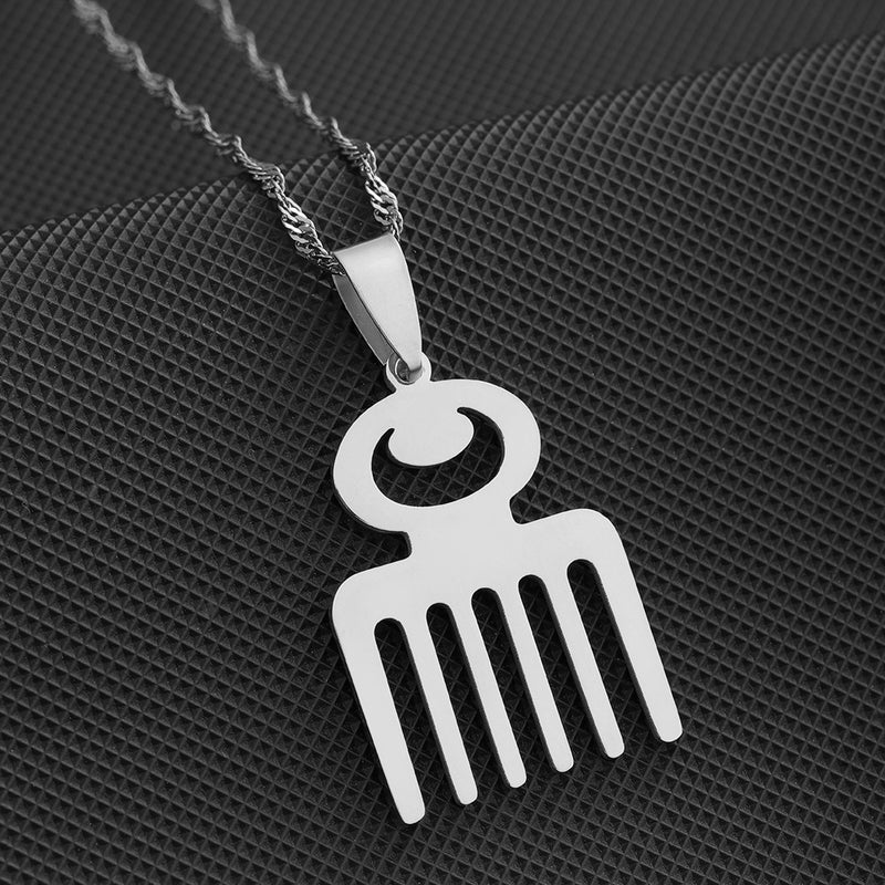 Colar Pingente Africano Adinkra – Símbolos Tradicionais em Aço Inox Dourado ou Prata
