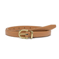 Cinto Feminino Fino Khaki – Couro PU com Fivela Dourada Retrô