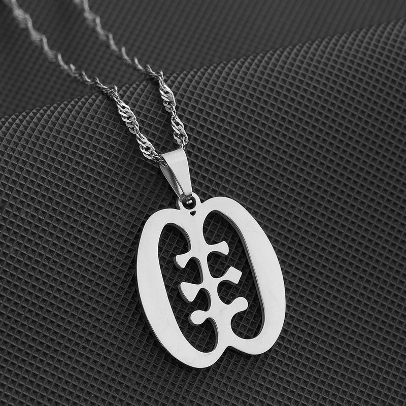 Colar Pingente Africano Adinkra – Símbolos Tradicionais em Aço Inox Dourado ou Prata