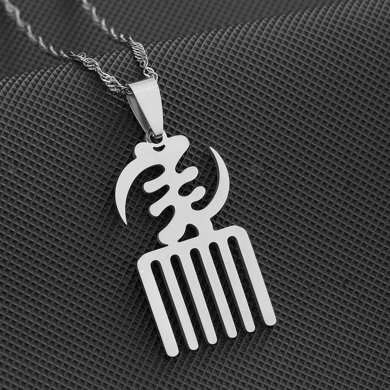 Colar Pingente Africano Adinkra – Símbolos Tradicionais em Aço Inox Dourado ou Prata