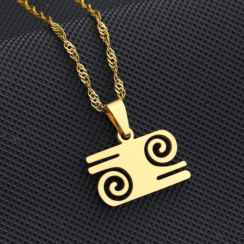 Colar Pingente Africano Adinkra – Símbolos Tradicionais em Aço Inox Dourado ou Prata